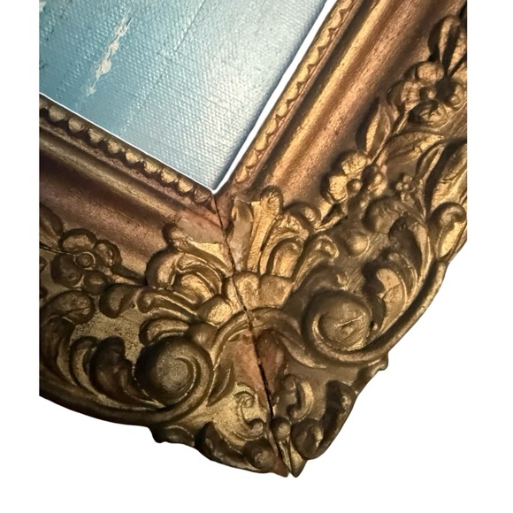 Vintage Oil Painting Sailboats Dock Lake Ocean Sunset Artist Signed Gold Framed - Picture 14 of 15